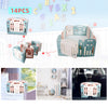 Foldable Baby Playpen Blue White Pink