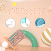 Foldable Baby Playpen Blue White Pink
