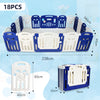 Foldable Baby Playpen Blue White