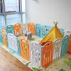 Foldable Baby Playpen Yellow White Green