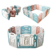 Foldable Baby Playpen Blue White Pink