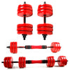 ZERRO Dumbbell with Barbell Bar 2 x 10 kg, 2 x 15 kg, 2 x 20 kg Red
