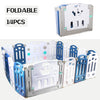 Foldable Baby Playpen Blue White