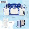 Foldable Baby Playpen Blue White