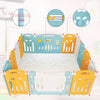 Foldable Baby Playpen Yellow White Green