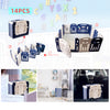 Foldable Baby Playpen Blue White