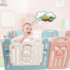 Foldable Baby Playpen Blue White Pink