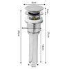 Basin Sink Waste Chrome Slotted Pop UP Click Clack with Overflow