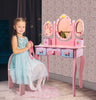 Dressing Table for Kids with Stool & Mirror Pink