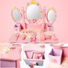 Dressing Table for Kids with Stool & Mirror Pink