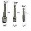 Impact Drill Bits Socket Adapter 1/4" 3/8" 1/2" 3 pcs