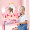 Dressing Table for Kids with Stool & Mirror Pink