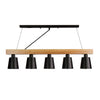 Pendant Light Black in Wood and Metal