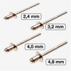 Aluminium Blind Rivets Assortment Ø 2.4 3.2 4 4.8 mm 400 pcs