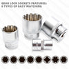 12 point Gear Lock Spline Socket Wrench Set 1/2" 8-32 Multi-tooth 19 pieces