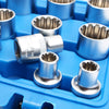 12 point Gear Lock Spline Socket Wrench Set 1/2" 8-32 Multi-tooth 19 pieces
